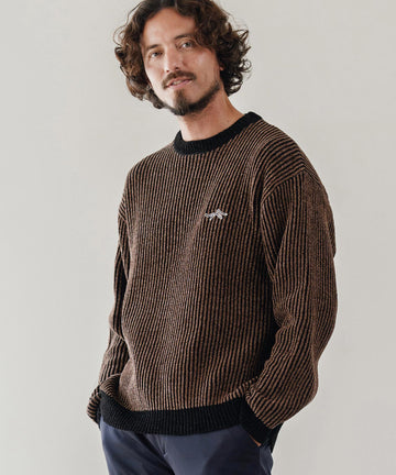 サイセンタク/ストライプ畦編みニットプルオーバー