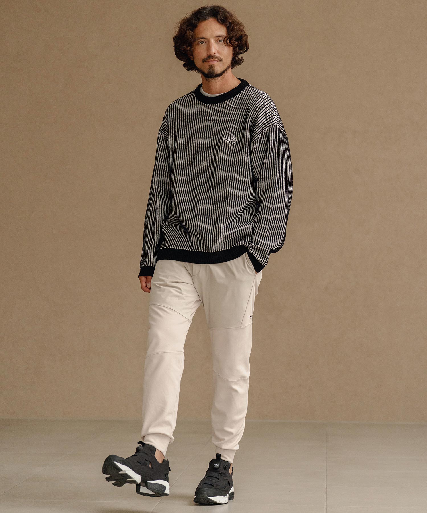 サイセンタク/ストライプ畦編みニットプルオーバー