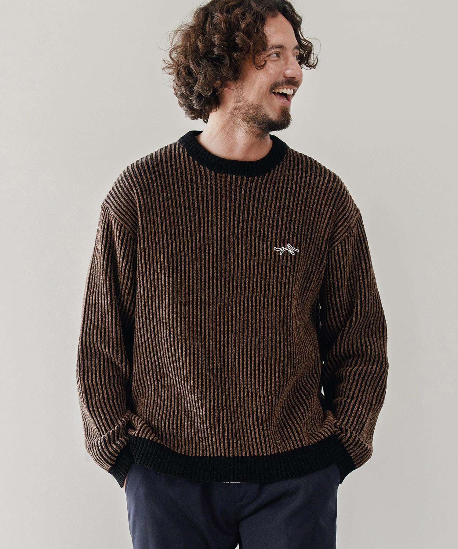 サイセンタク/ストライプ畦編みニットプルオーバー