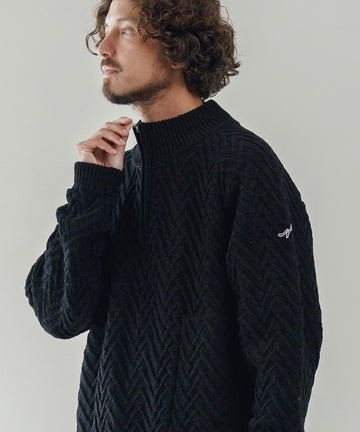 サイセンタク/ハーフZIPプルオーバー(ヘリンボーン)