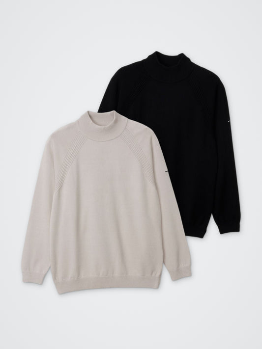 モックネックニット(後ろJQロゴ) カラー展開(BLACK・BEIGE)