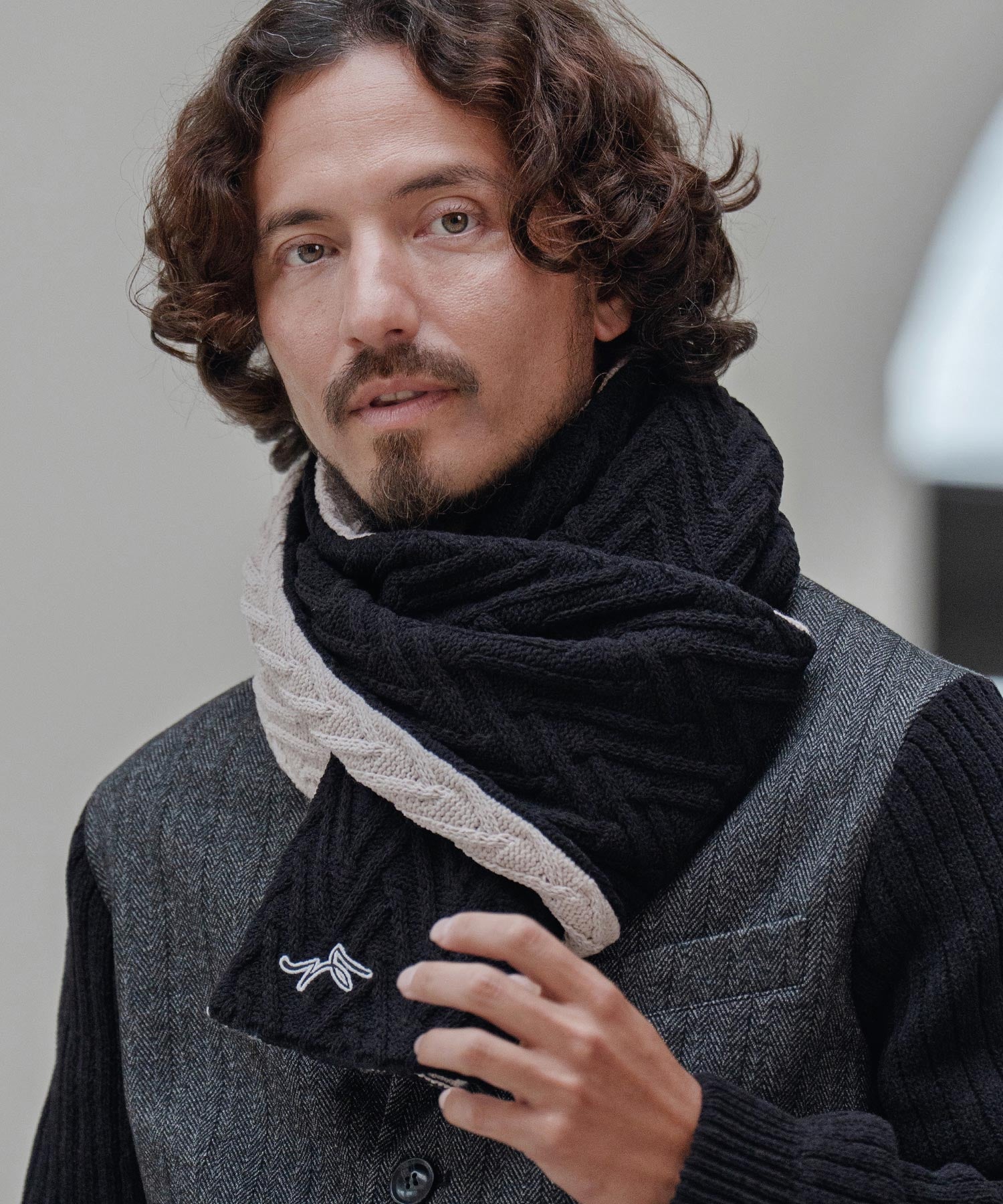 サイセンタク/ニットマフラー(ヘリンボーン)