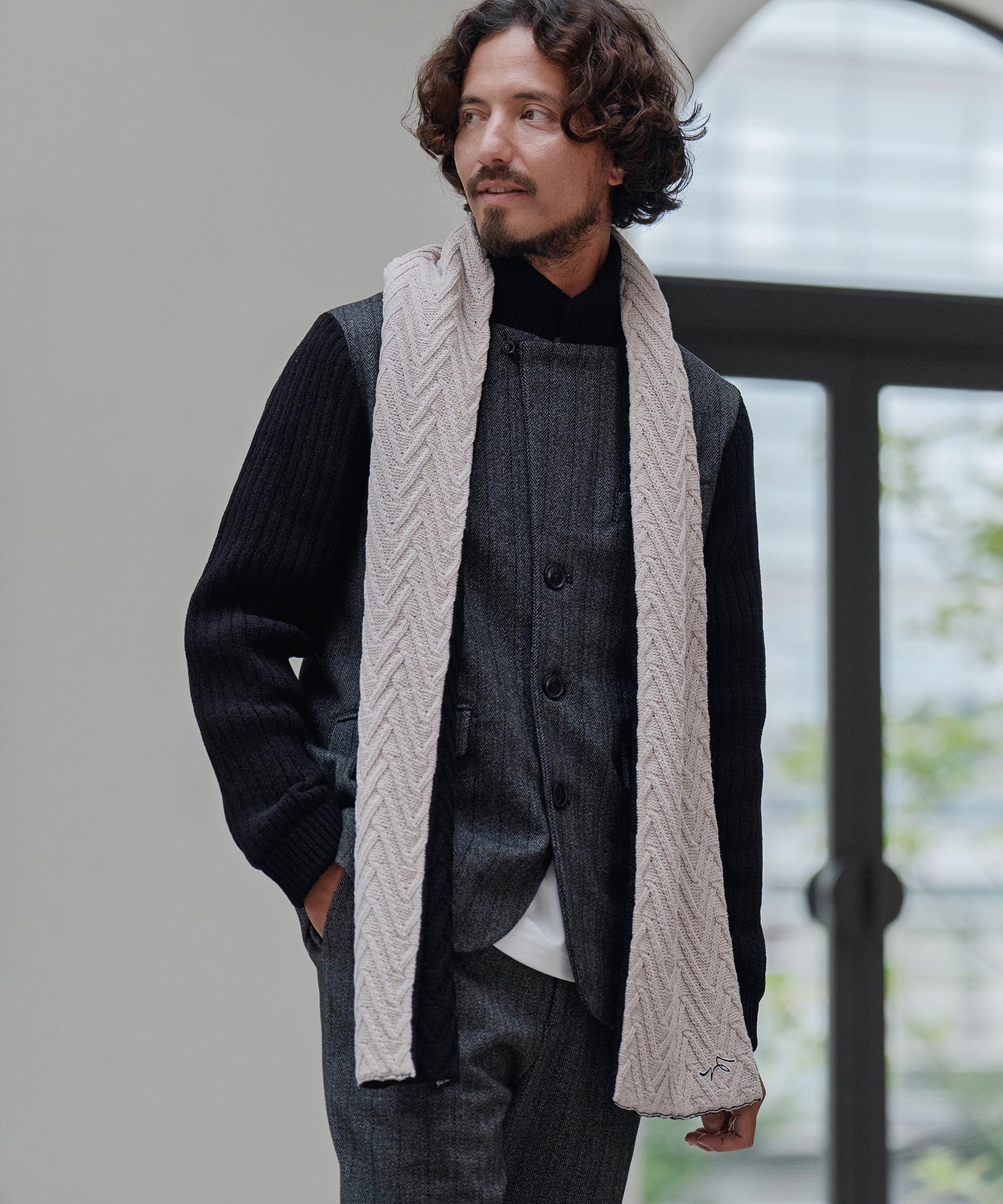 サイセンタク/ニットマフラー(ヘリンボーン)