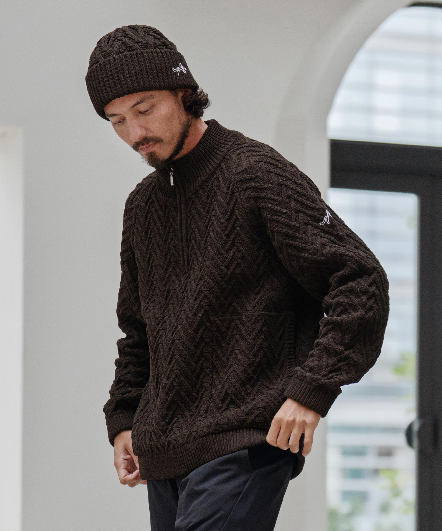 サイセンタク/ニットキャップ(ヘリンボーン)