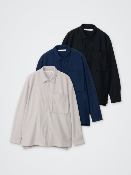 TOBIKIRI STRIPE/長袖比翼シャツ カラー展開(BLACK・NAVY・GREIGE)