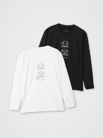 プリント長袖Tシャツ(クルマ) カラー展開(BLACK・WHITE)