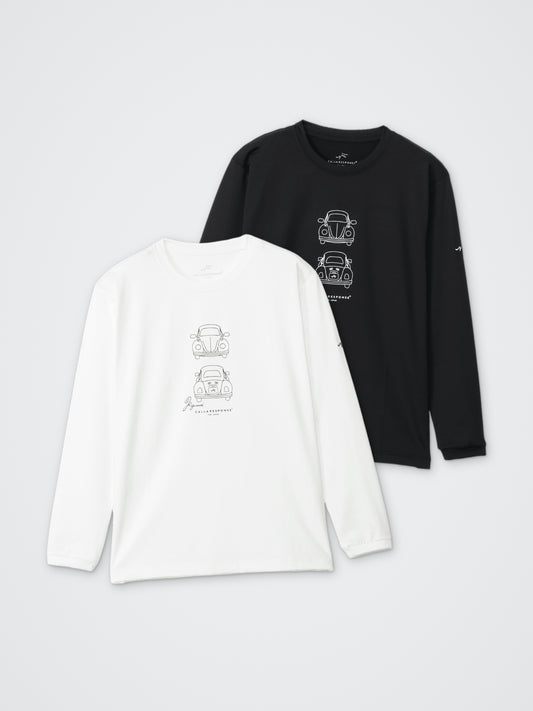 プリント長袖Tシャツ(クルマ) カラー展開(BLACK・WHITE)