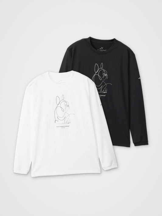 プリント長袖Tシャツ(フレンチブル) カラー展開(BLACK・WHITE)