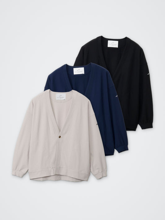 TOBIKIRI STRIPE/長袖タックカーディガン カラー展開(BLACK・NAVY・GREIGE)