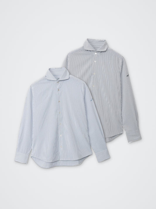 ホリゾンタル長袖シャツ(ストライプ) カラー展開(BLACK・BLUE)