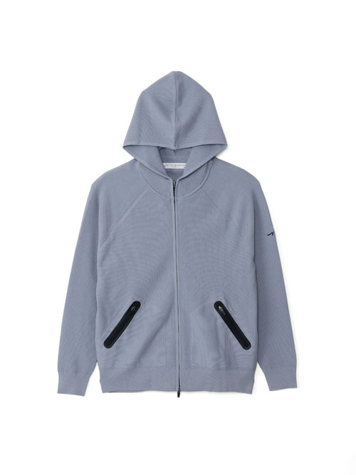 止水ポケット長袖ニットZIPパーカー