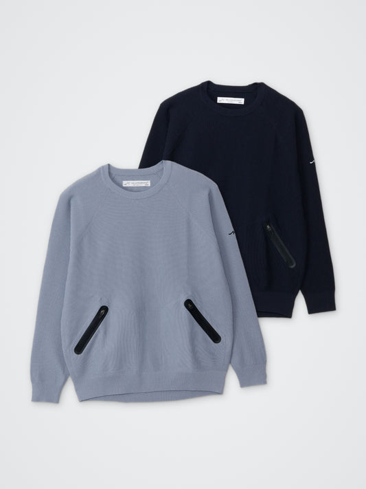 止水ポケット長袖ニットプルオーバー カラー展開(NAVY・GRAY)