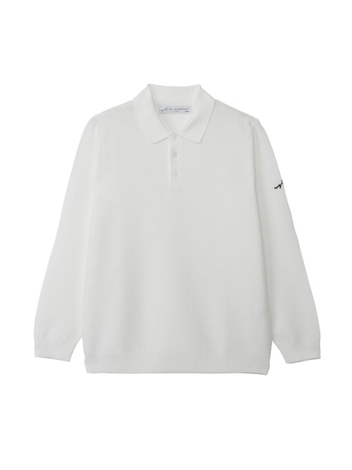 鹿子編み長袖ニットポロ