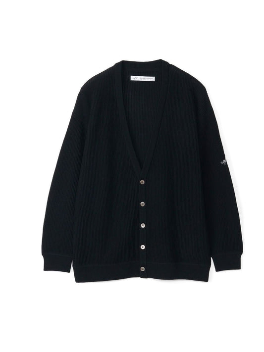 ストライプ柄編み配色ニットカーデ