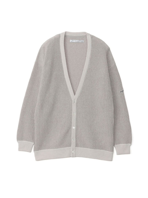 ストライプ柄編み配色ニットカーデ