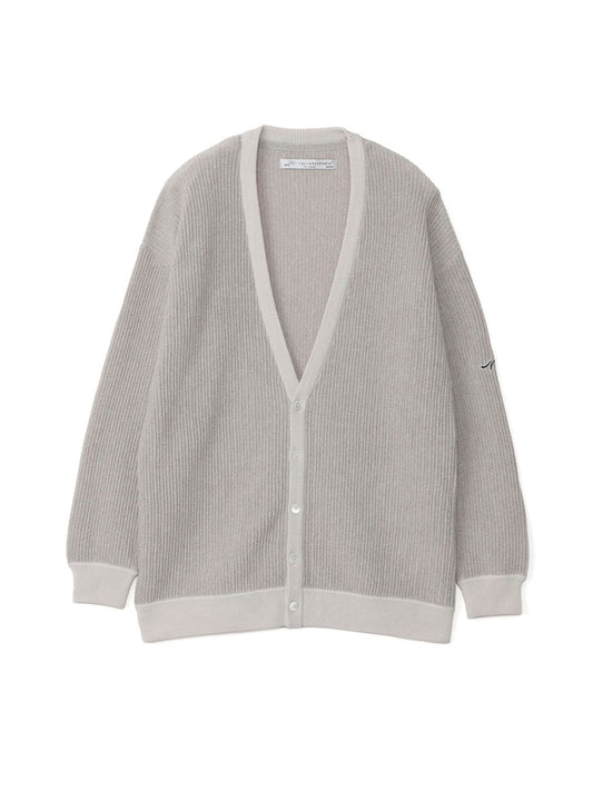 ストライプ柄編み配色ニットカーデ