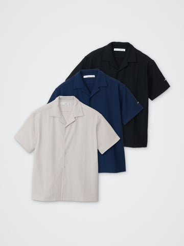 TOBIKIRI STRIPE/開襟半袖シャツ カラー展開(BLACK・NAVY・GREIGE)