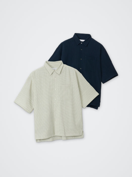 楊柳半袖シャツ カラー展開(NAVY・GREEN)