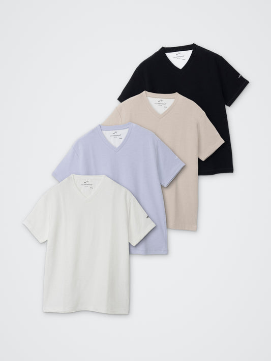 メランジVネック半袖Tシャツ カラー展開(BLACK・BEIGE・L.BLUE・WHITE)