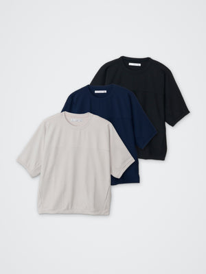 TOBIKIRI STRIPE/切り替え五分袖プルオーバー カラー展開(BLACK・NAVY・GREIGE)