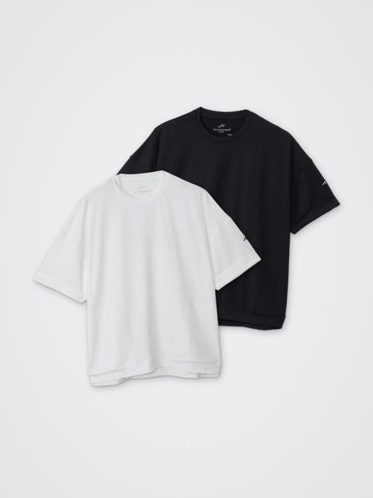 オーバー半袖プルオーバー(バックプリント) カラー展開(BLACK・WHITE)