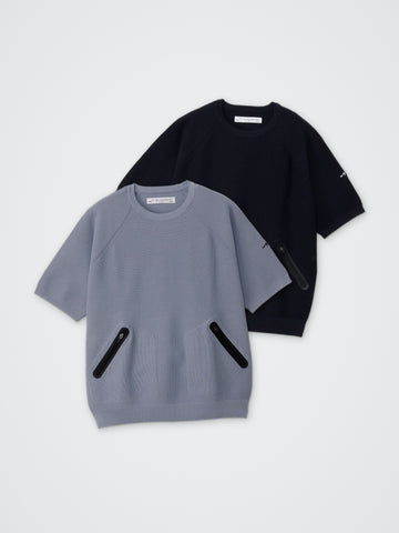 止水ポケット半袖ニットプルオーバー カラー展開(NAVY・GRAY)