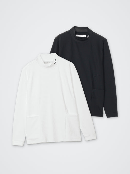 TOBIKIRI STRIPE/モックネックプルオーバー カラー展開(BLACK・WHITE)