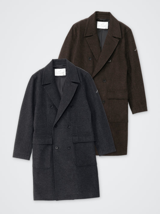 スーパーストレッチロングPコート カラー展開(BROWN・CHARCOAL)