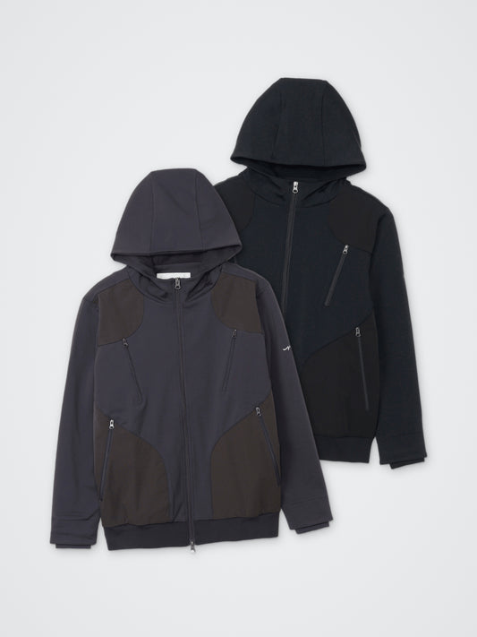 SPEEDWIND/裏起毛切り替えZIPパーカー カラー展開(BLACK・CHARCOAL)