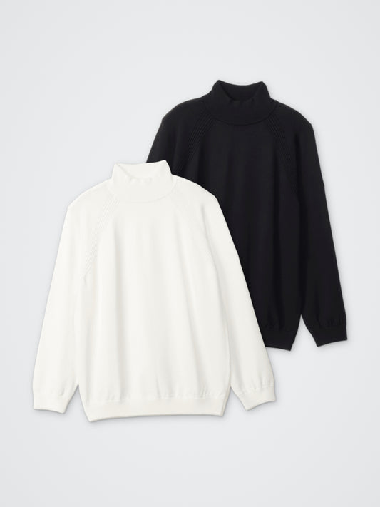 後ろジャガードニットモックネックプルオーバー カラー展開(BLACK・OFFWHITE)