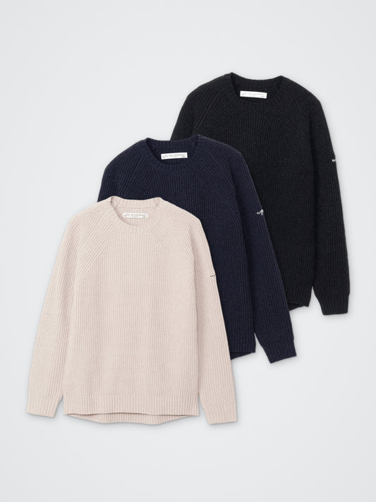 SAISENTAKU/変形両畦編みニットプルオーバー カラー展開(BLACK・NAVY・BEIGE)