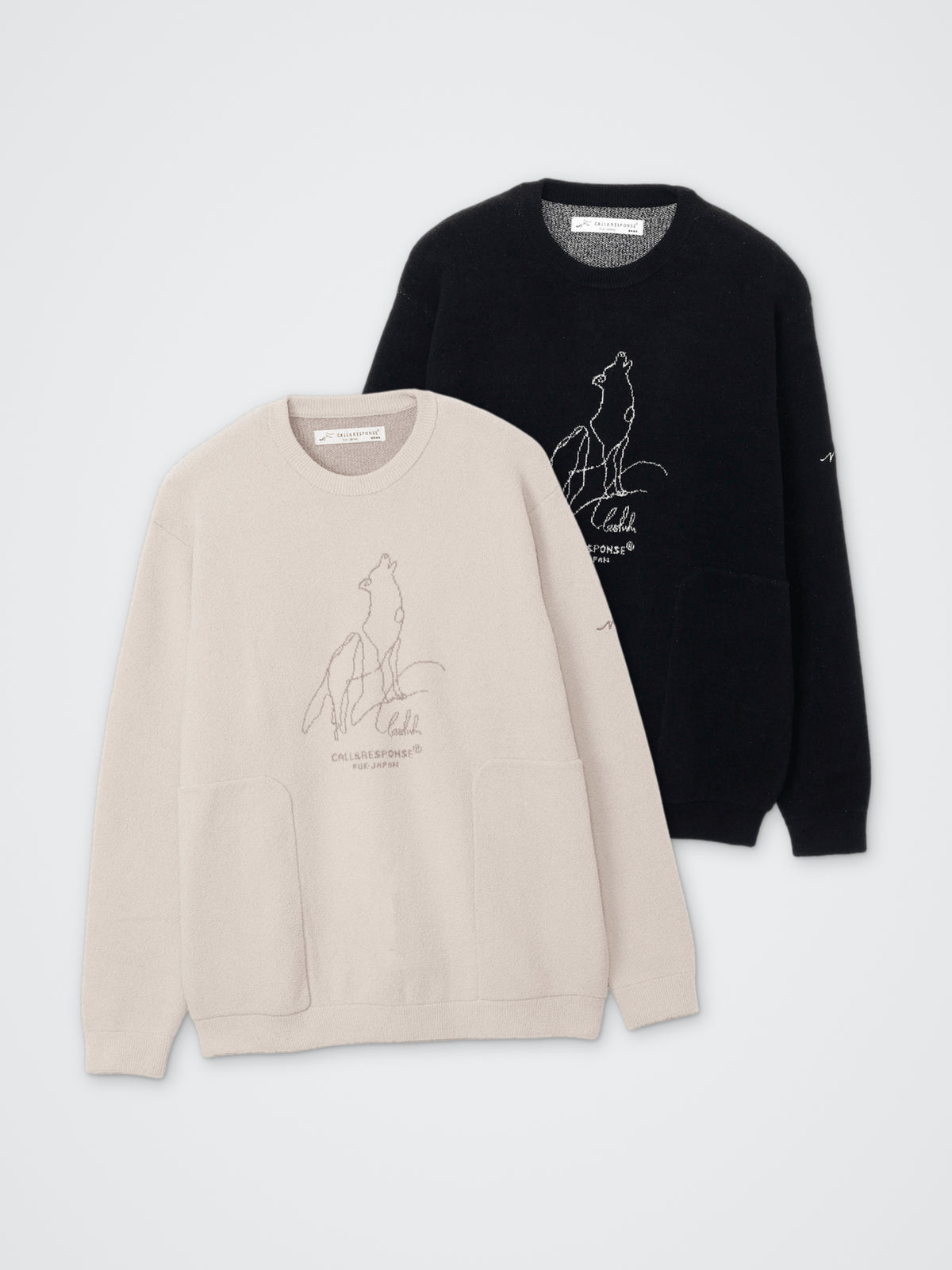 SAISENTAKU/ジャカードニットプルオーバー(ウルフ) カラー展開(BLACK・GREIGE)