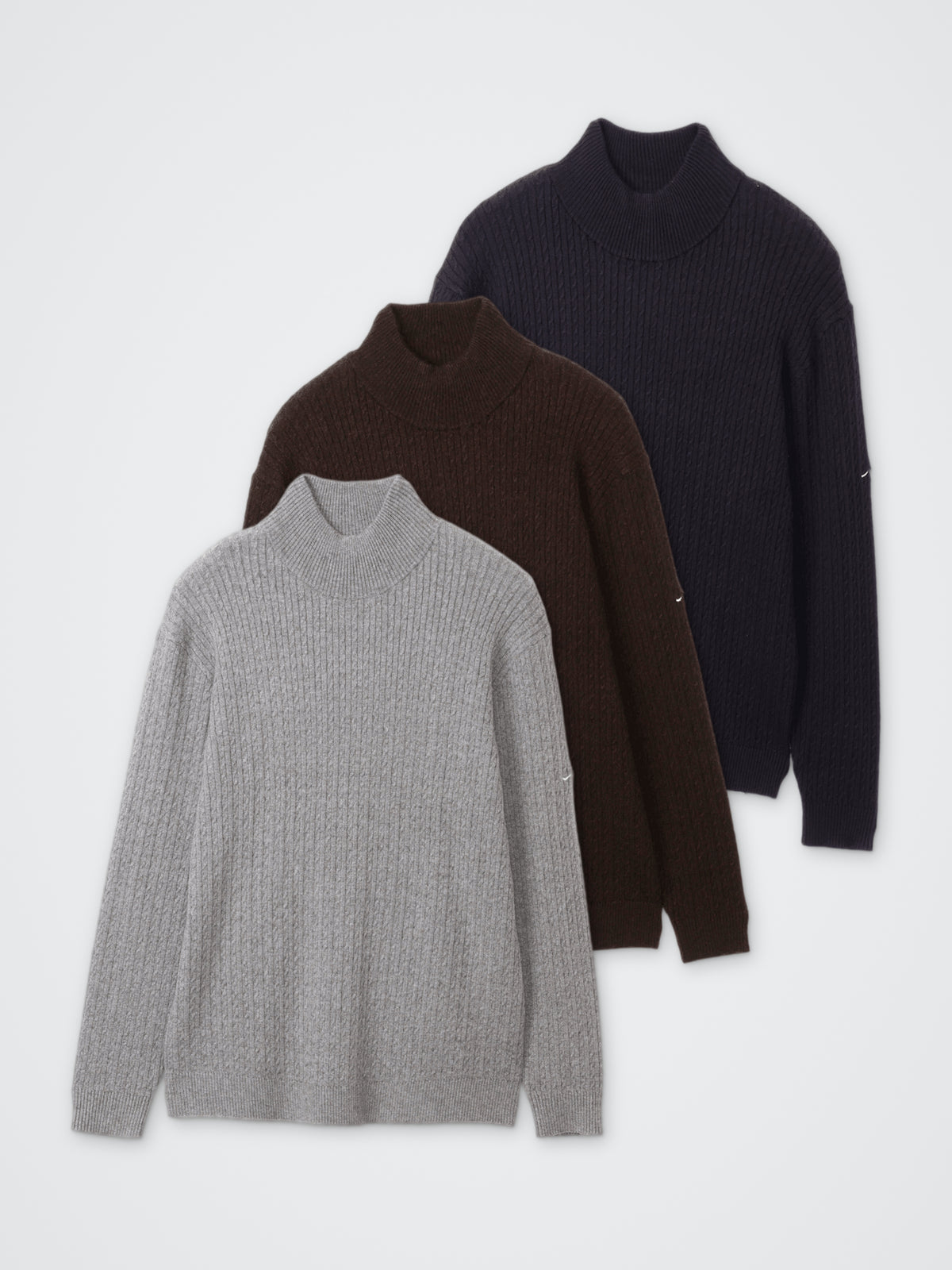 スムースニットタートルネックプルオーバー カラー展開(BROWN・NAVY・GRAY)