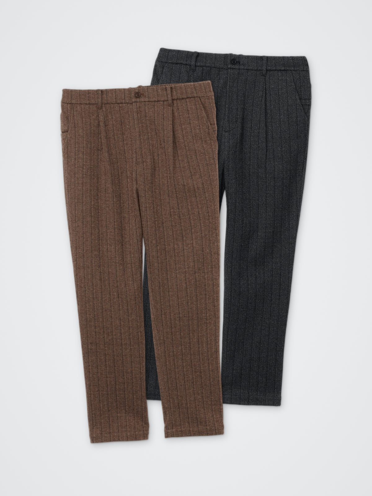 ロングパンツ(ヘリンボーン柄) カラー展開(BLACK・BROWN)