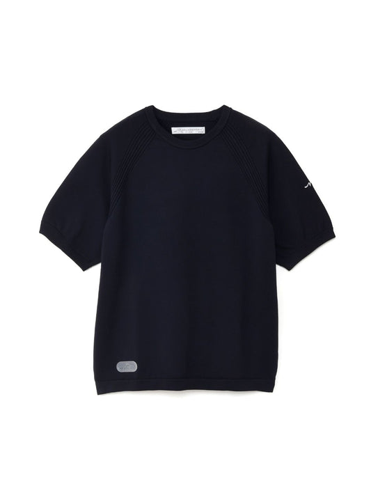 後ろジャガードニット半袖プルオーバー