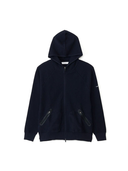 止水ポケット長袖ニットZIPパーカー