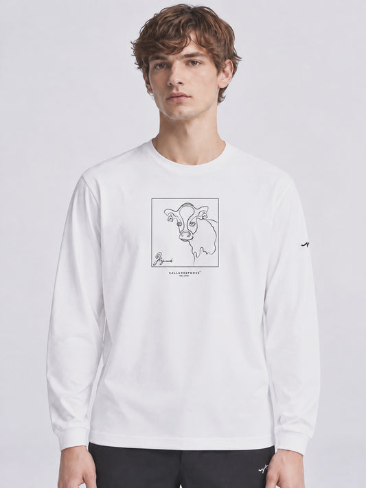 プリント長袖Tシャツ(アート/ウシ)