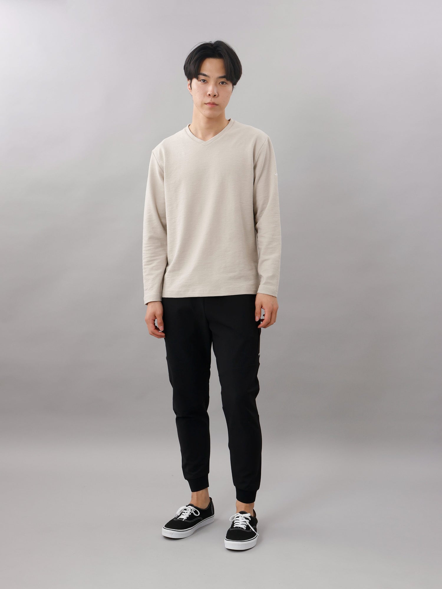 メランジVネック長袖Tシャツ