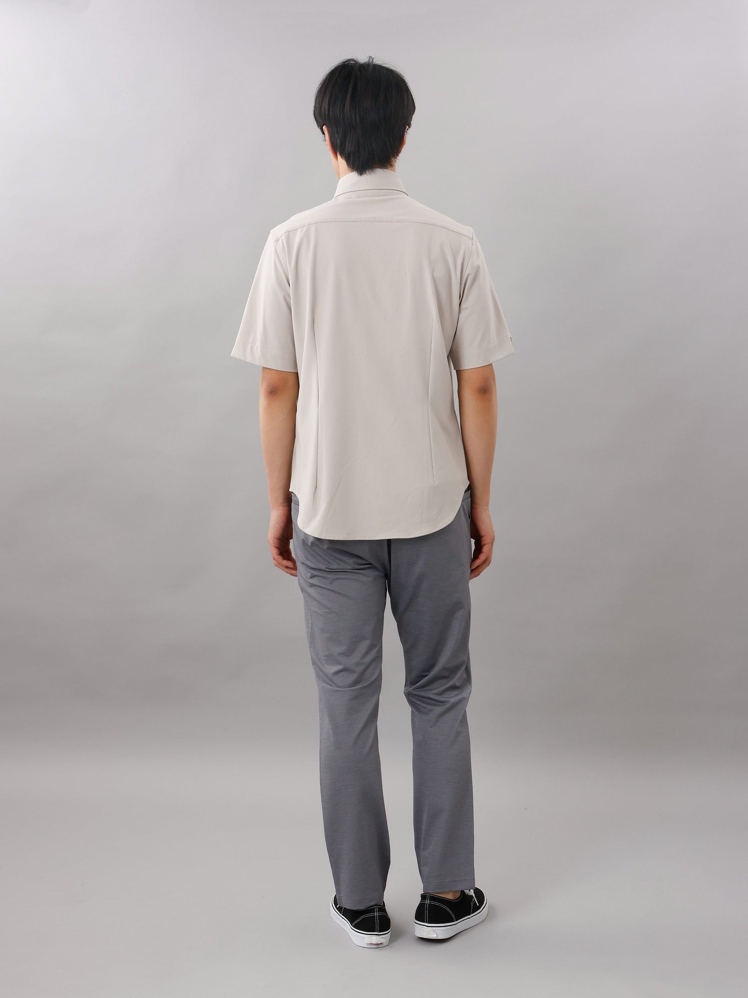 ハイストレッチホリゾンタルカラー半袖シャツ