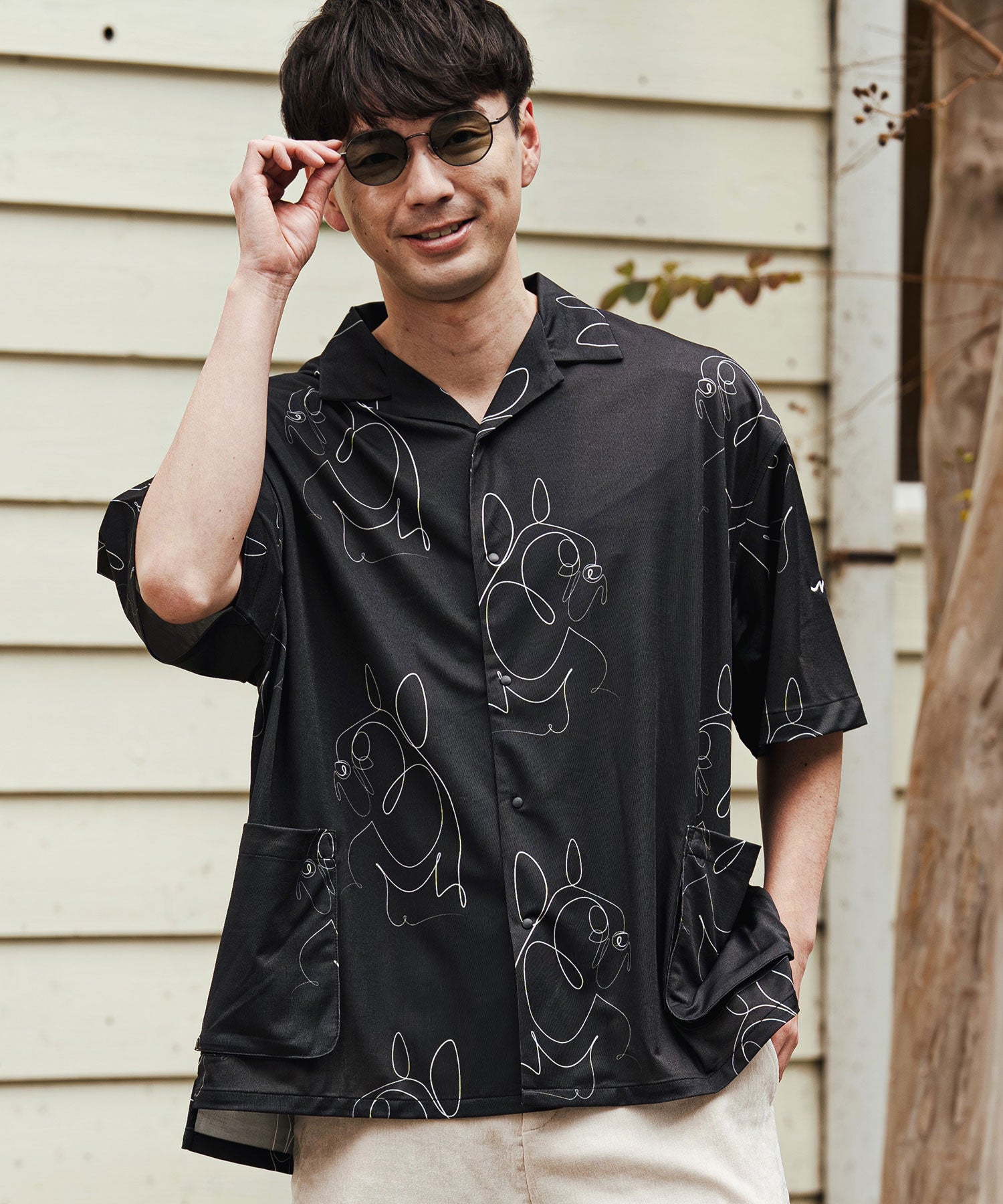 CUNE アロハシャツ サイズ3 黒 とらちゃんバイクアロハ｜ウサギがいない｜CUNE ONLINE STORE