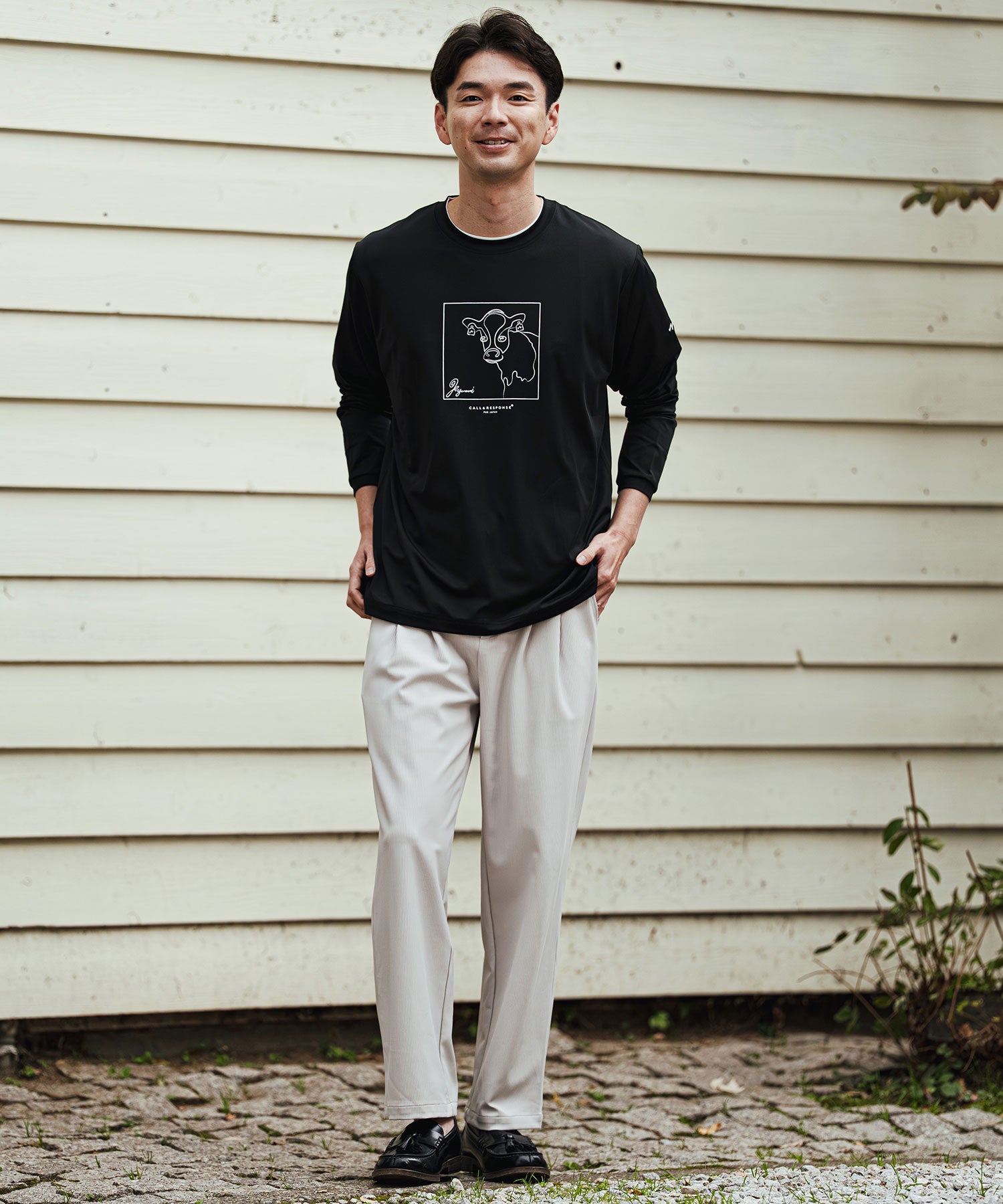 プリント長袖Tシャツ(アート/ウシ)