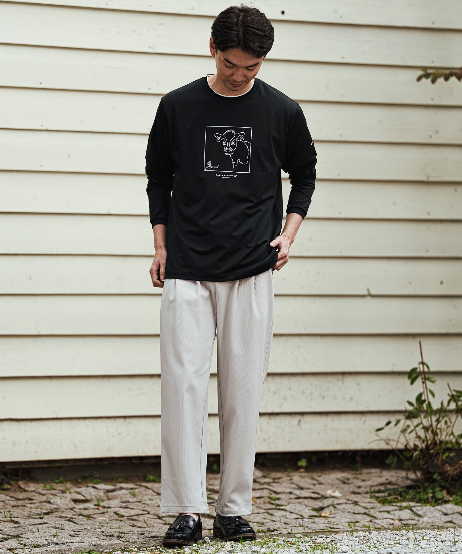 プリント長袖Tシャツ(アート/ウシ)