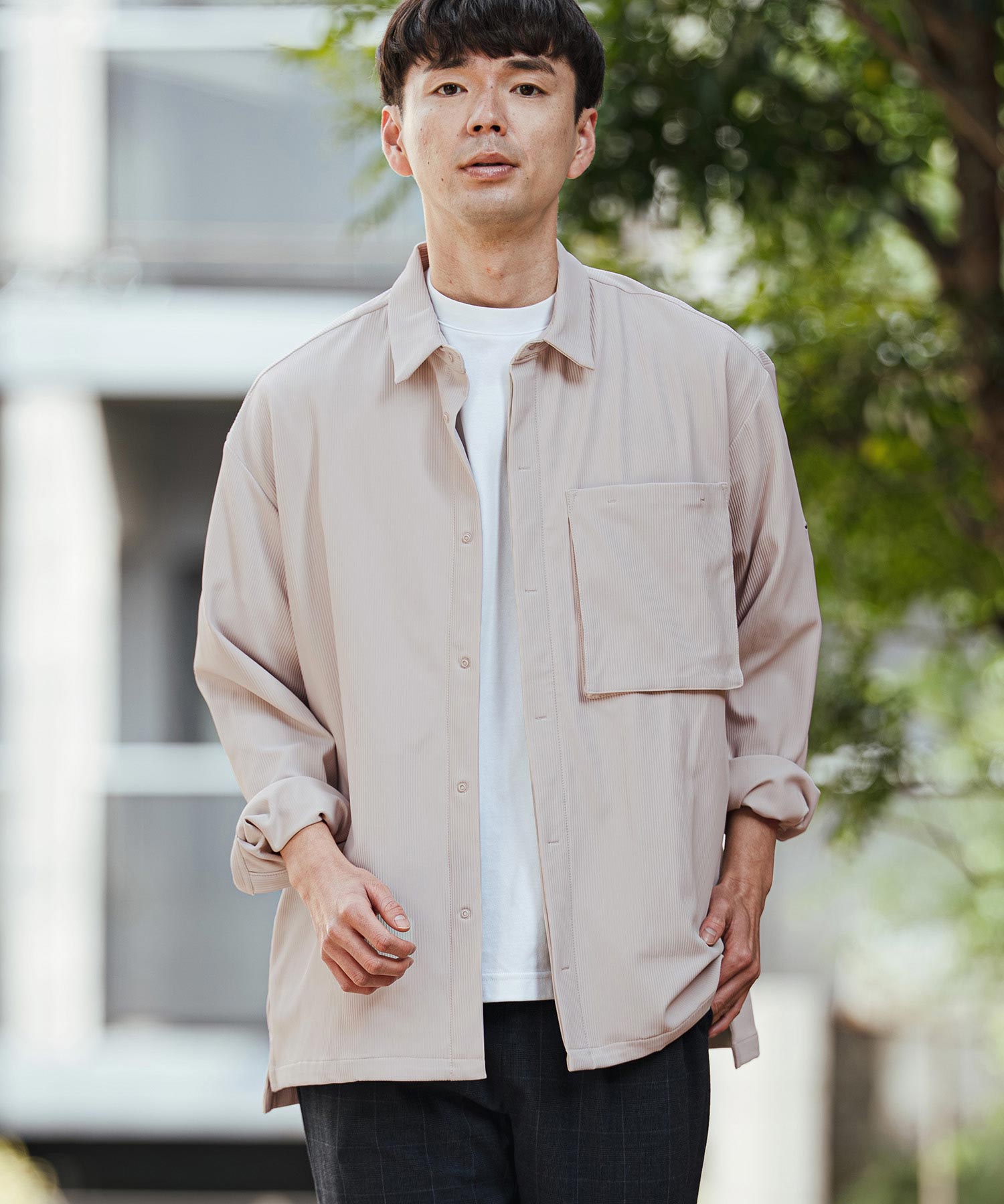 TOBIKIRI STRIPE/長袖比翼シャツ