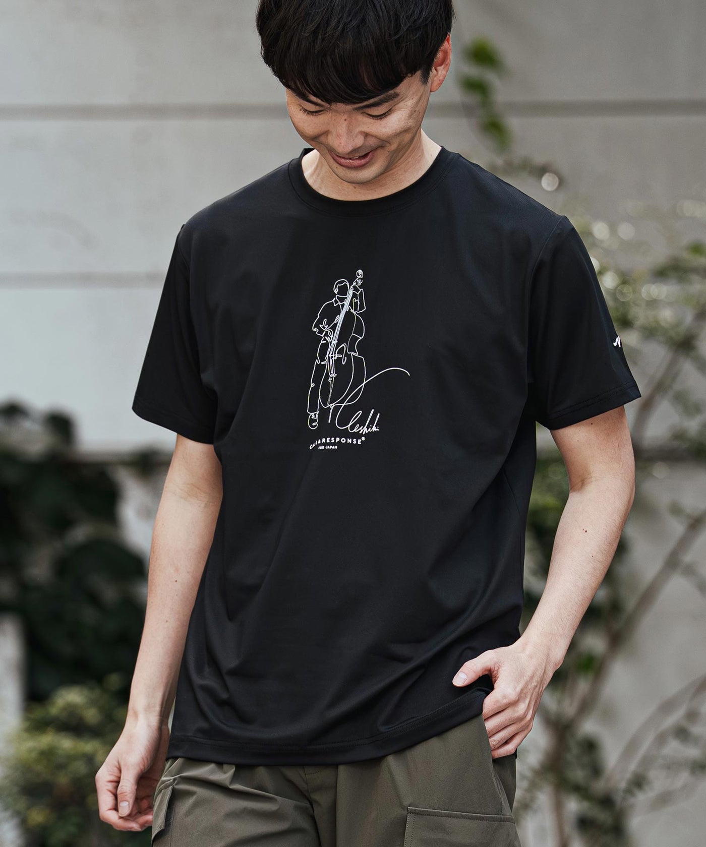 プリント半袖Tシャツ(アート/JAZZウッドベース)