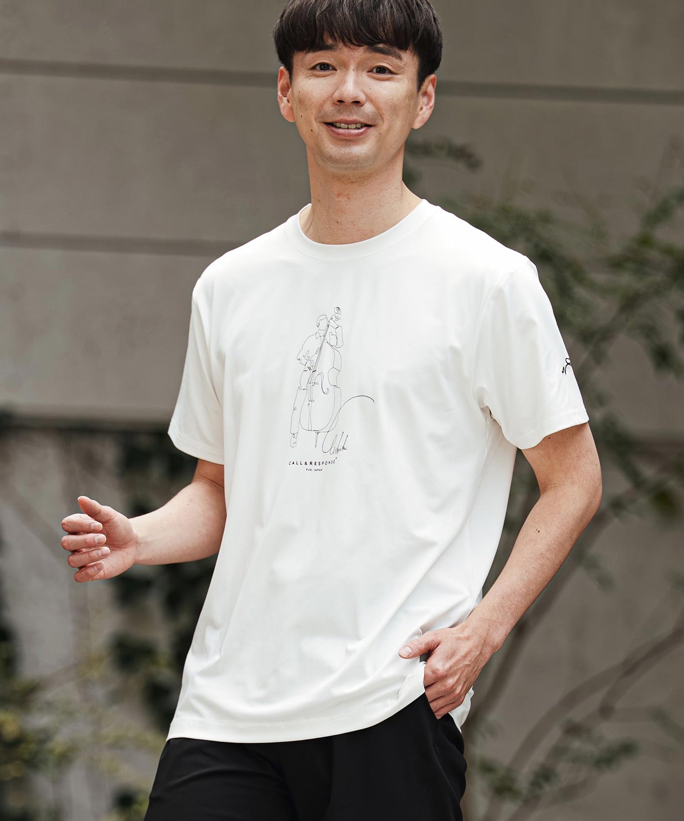 プリント半袖Tシャツ(アート/JAZZウッドベース)