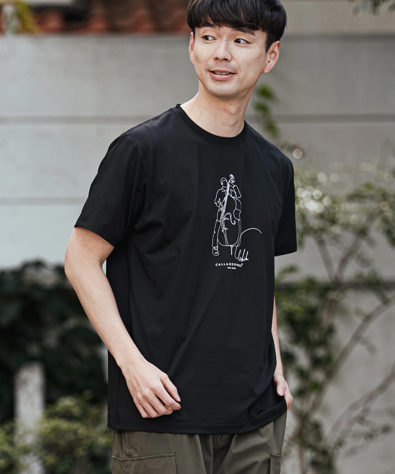 プリント半袖Tシャツ(アート/JAZZウッドベース)